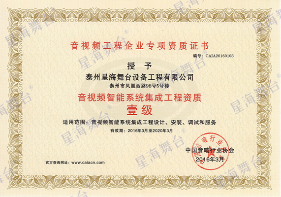 音視頻智能系統(tǒng)二級資質